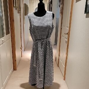 Calvin Klein Monochrome Houndstooth Midi Dress